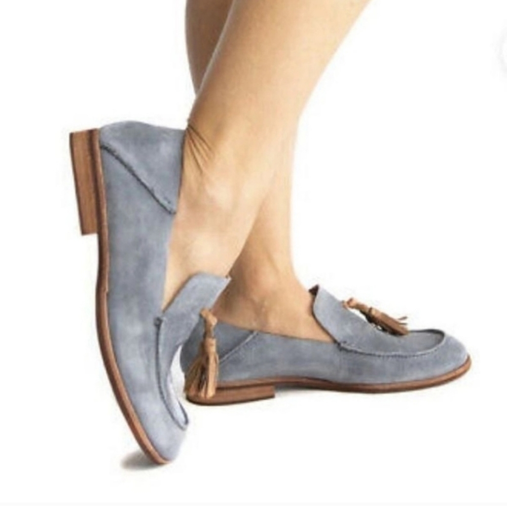 Kork-Ease Blue Tinga Suede Tassel Loafers Size 10